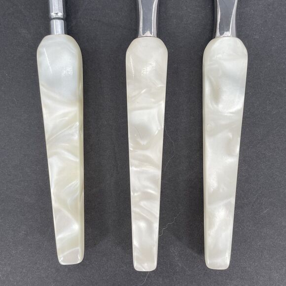 Town & Country Washington Forge 3 pc Carving Set Lucite Swirl Handles Fleetwood - Picture 5 of 16